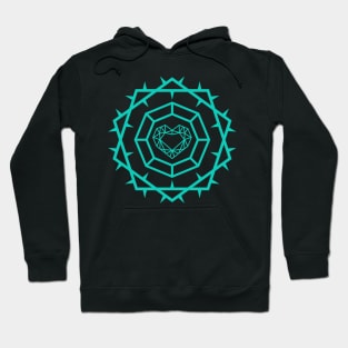 The love of God is inside a diamond, bordered with a crown of thorns Hoodie